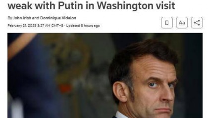 马克龙喊话特朗普:“你不能在普京面前示弱”