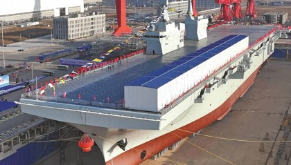 首次海试即将开始？全球首艘电磁弹射准航母“四川舰”，再次彩旗飘飘