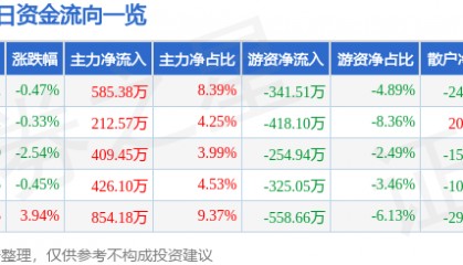 股票行情快报:莱特光电(688150)5月10日主力资金净买入585.38万元