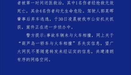 辽宁葫芦岛一铁路道口发生交通事故致2死4伤，警方通报：肇事者已被抓获