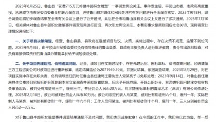 河南平顶山通报“鲁山县花715万建牛郎织女雕塑”：第三方核定造价约207万，多人已获刑