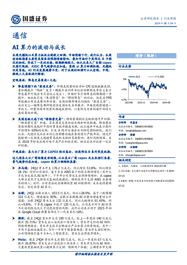 AI算力专题：AI算力的波动与成长