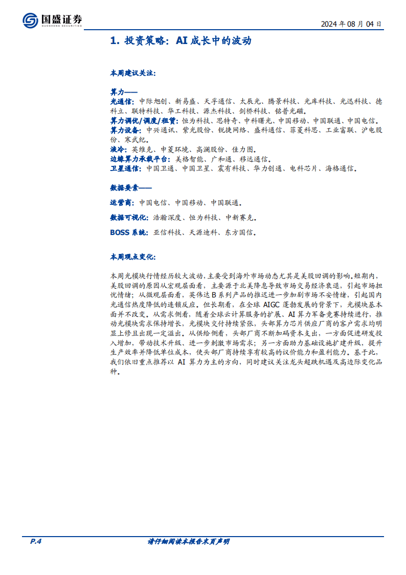 AI算力专题：AI算力的波动与成长