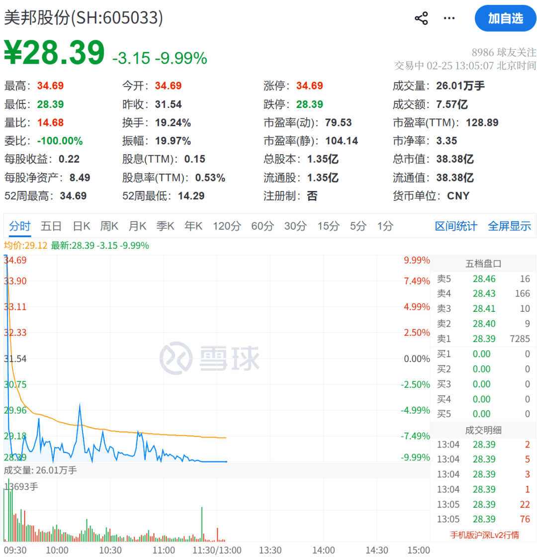 直线跳水!605033,突发“天地板”